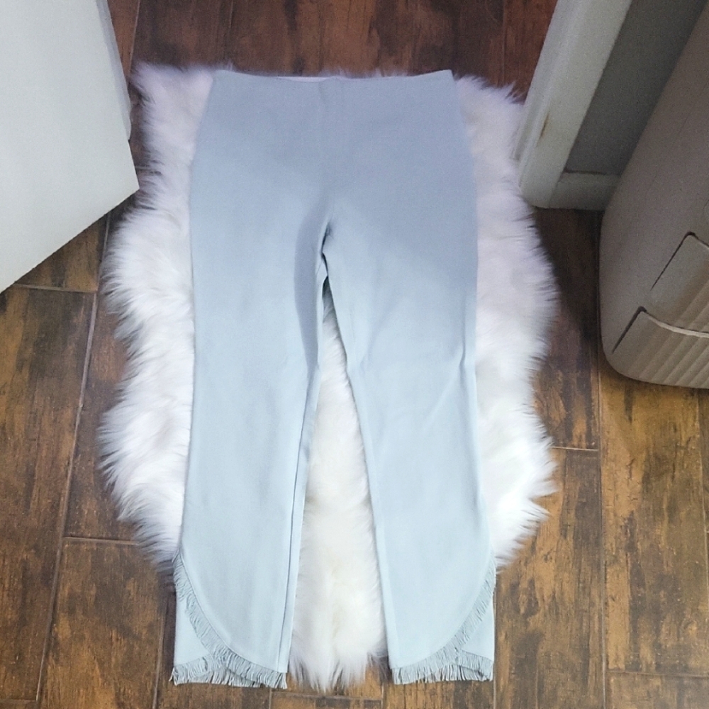 Light Blue Fringe Hem Leggings
